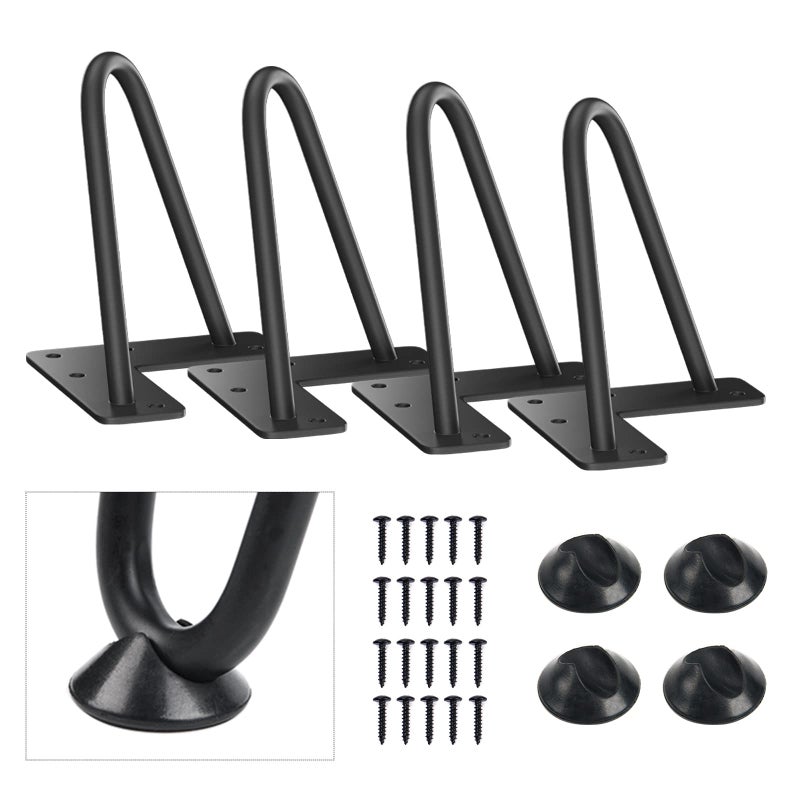 SMARTSTANDARD 5 Inch Heavy Duty Hairpin Furniture Legs, Metal Home DIY Projects for TV Stand, Sofa, Dresser with Rubber Floor Protectors Black 4PCS - Image 1